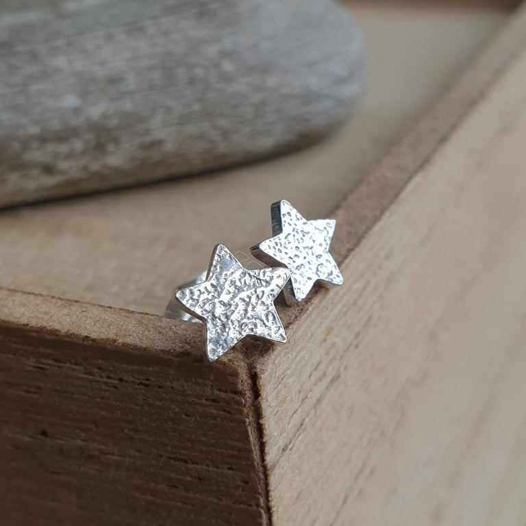 Silver star studs, Celestial jewellery, Simple earrings