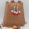 ER12 Silver and orange miracle bead drops