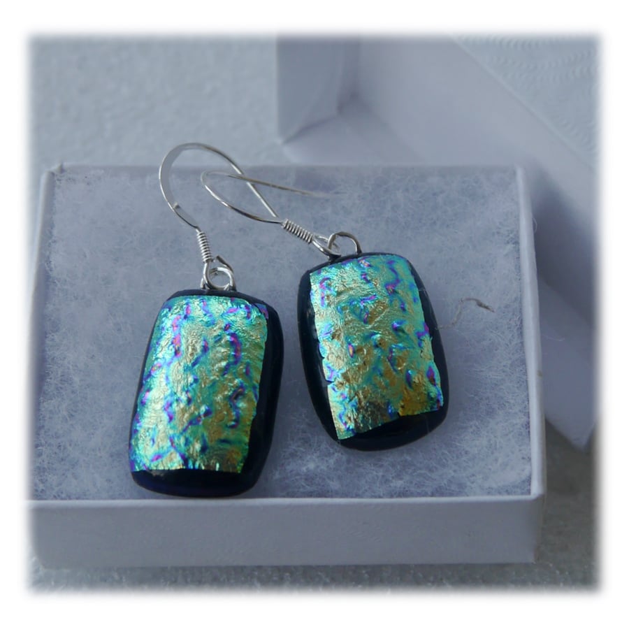 Handmade Fused Dichroic Glass Earrings 238