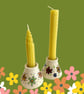 FLORAL CERAMIC CANDLE HOLDERS WITH HAND ROLLED BEESWAX CANDLES - Image 8