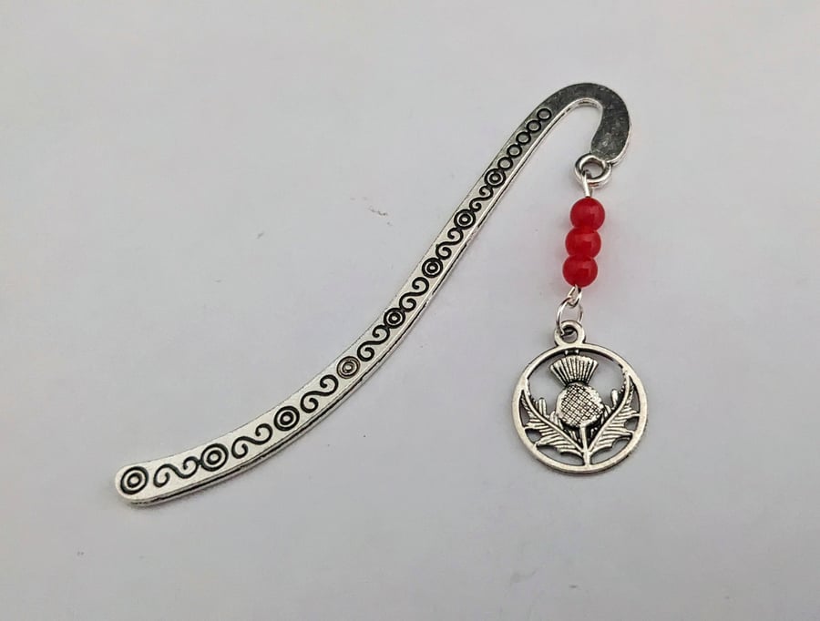 Tibetan silver bookmark with thistle charm