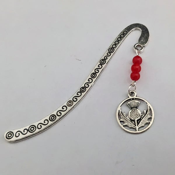 Tibetan silver bookmark with thistle charm