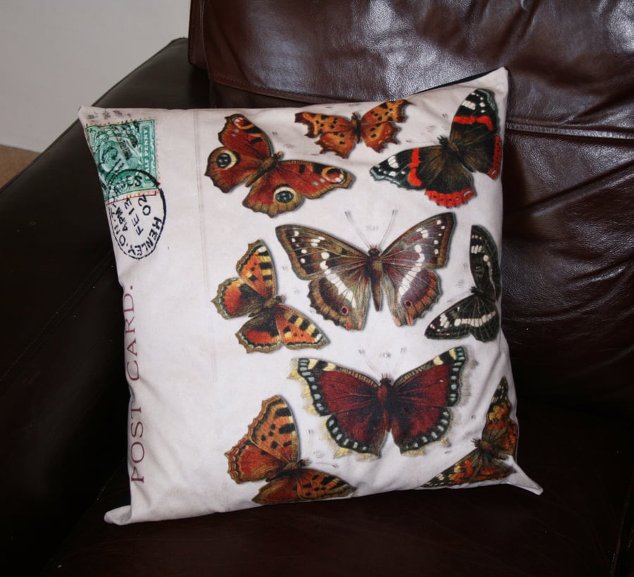 Cushion  Large  Butterfly vintage lepidoptery cushion  home decor 