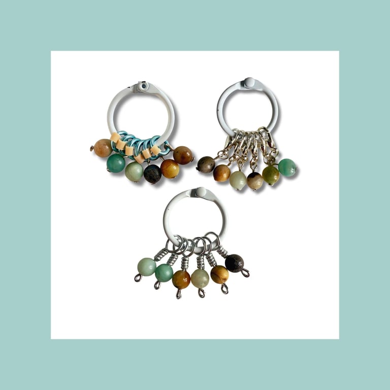 Amazonite gemstone Stitch markers for knitting - Coast