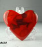 Red fused glass heart pocket hug with stand 5x4.5cm, handcrafted (410)