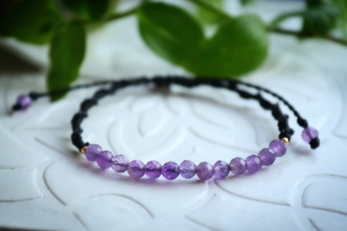 Women's bracelet with amethyst , adjustable bracelet 