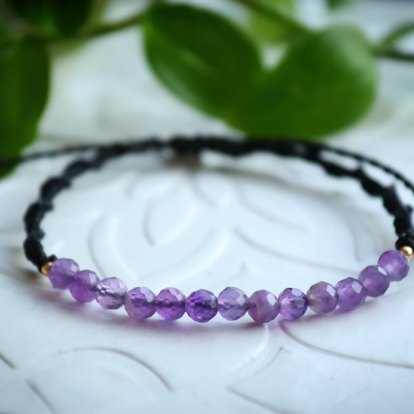 Women's bracelet with amethyst , adjustable bracelet 