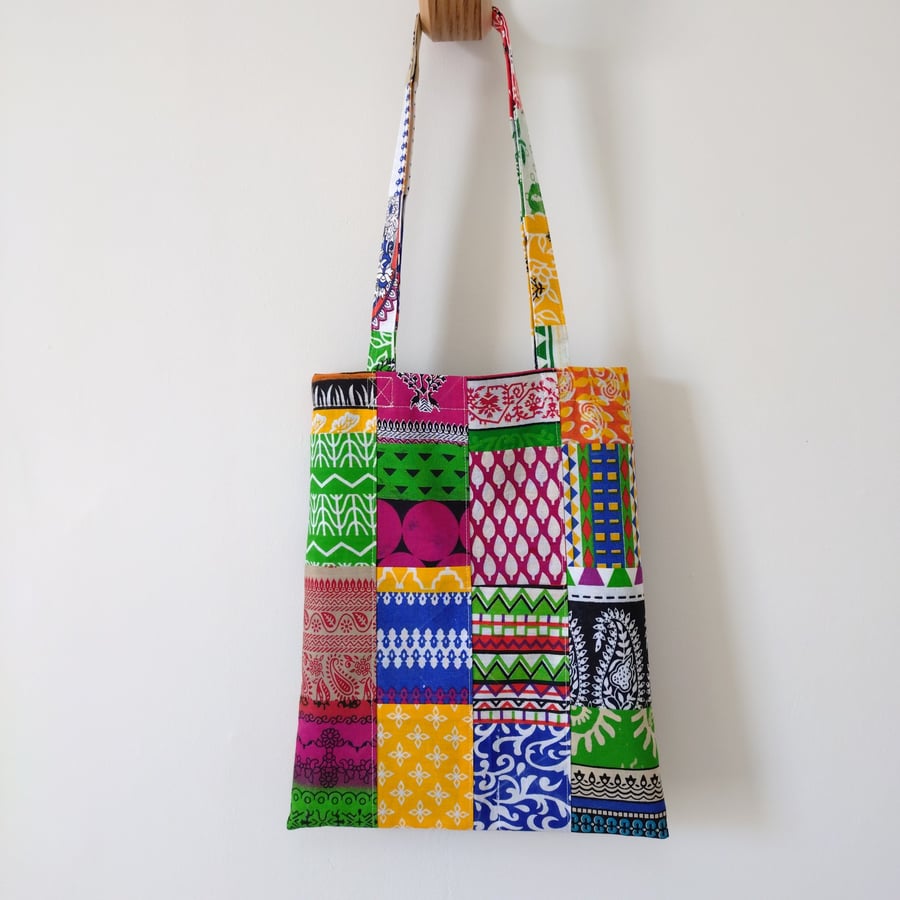 Indian Hand Block Print Fabric Cotton Tote Bag