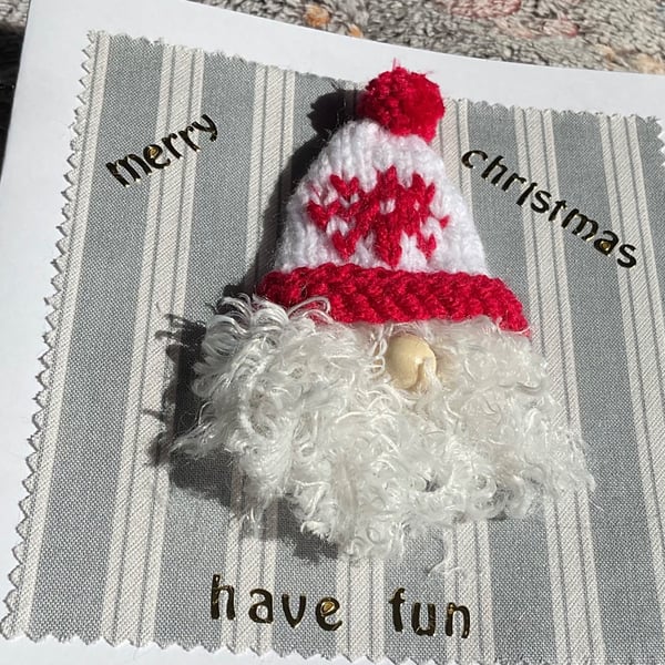 Christmas card with a gnomes head 