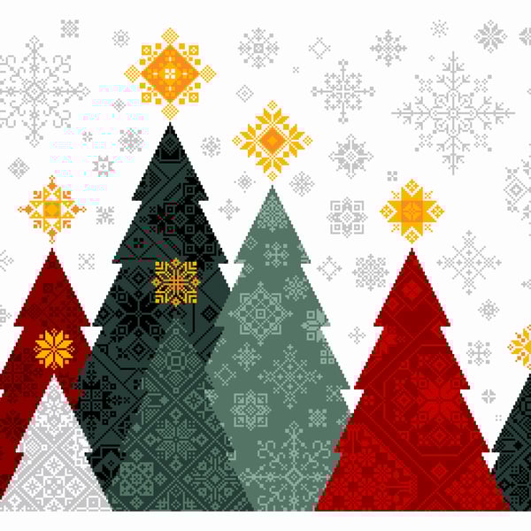319 - Christmas Quaker Motif Trees Cross Stitch Pattern: Festive Sampler (PDF)