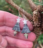 Silver and jade Christmas tree earrings - Image 5