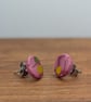 Swirly pink with yellow and green detail studs - Image 2