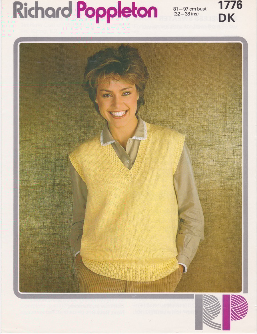 Vintage Knitting Paper Pattern 1776: Richard Poppleton, Double Knit Vest