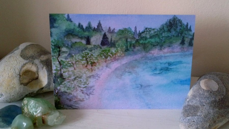'Greek Island Escape' Seascape Watercolour Greeting Card 