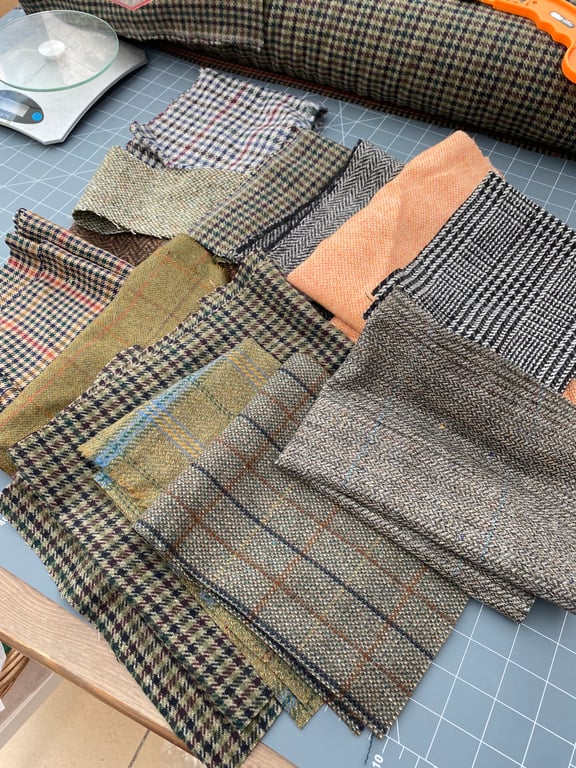 Tweed Fabric Pieces. Home Decor Patchwork Applique’ Cushions Quilts Wallhanging 