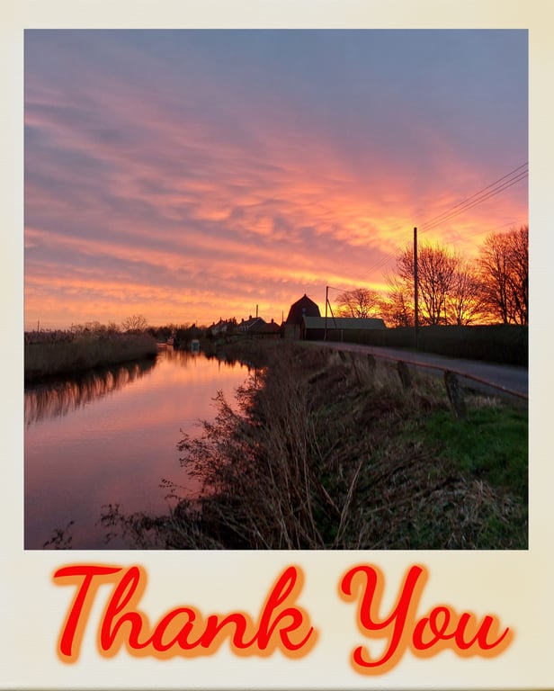 Thank You Sunrise Norfolk Fen Greeting Card A5