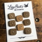 8 Art Deco Square Wooden Buttons