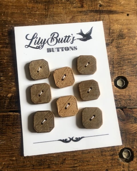 8 Art Deco Square Wooden Buttons