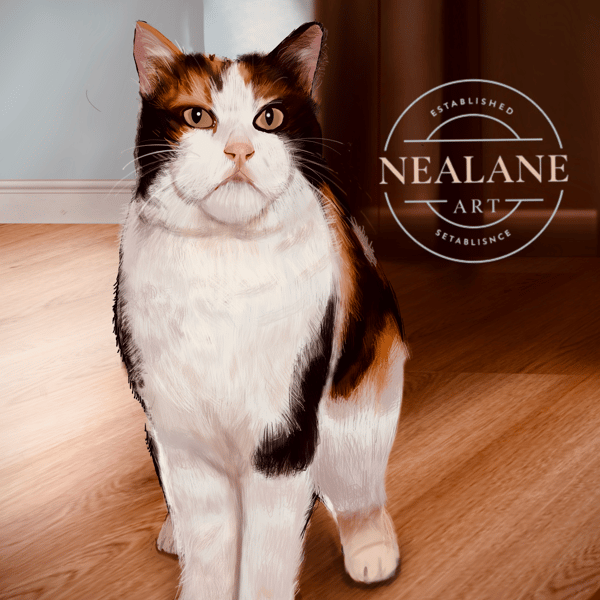 Cat indoor realistic art print signed by the artist 