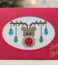 Handmade Cross Stitch Rudolph Reindeer Christmas Card – 6 x 4 Inch - Image 2