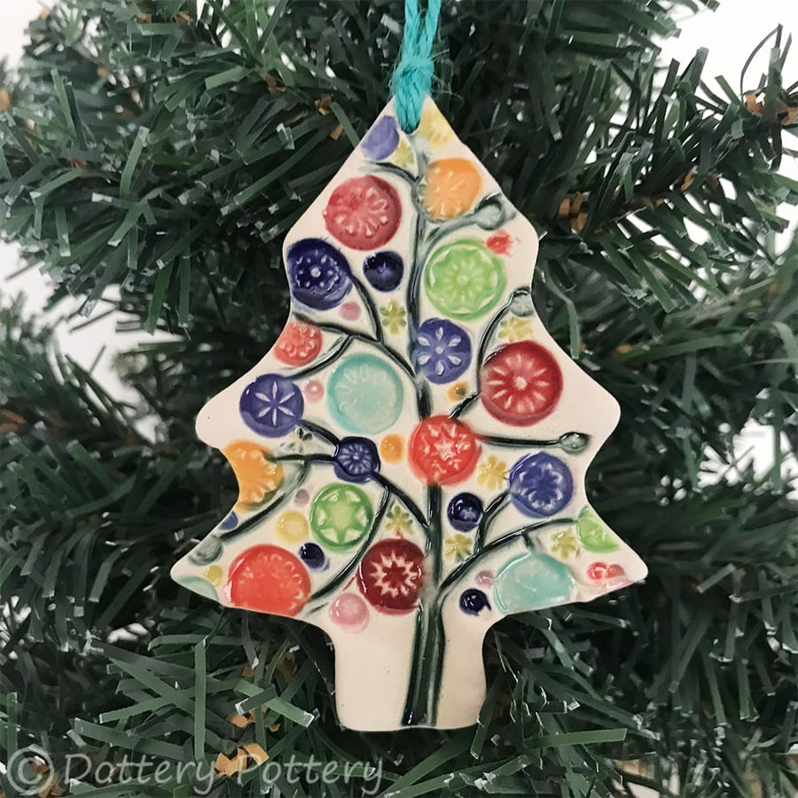 Bright bauble ceramic Christmas tree decoration