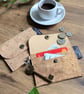Vegan Cork Coin Purse and Card Wallet with Keyring (P&P included)