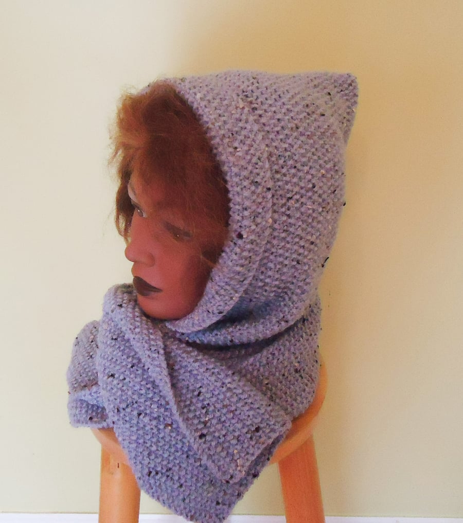 Hooded Scarf, Scarf with Hood, Hooded Neckwarmer, Hooded Scarf in Grey