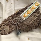 Hand Woven Key Fob with "Moon" planet embellishment Orb 