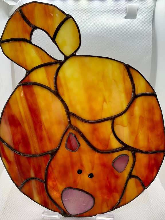 Stained Glass Orange Marmalade Cat