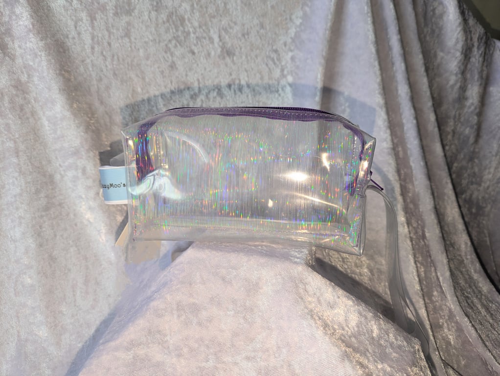Holographic vinyl make-up bag