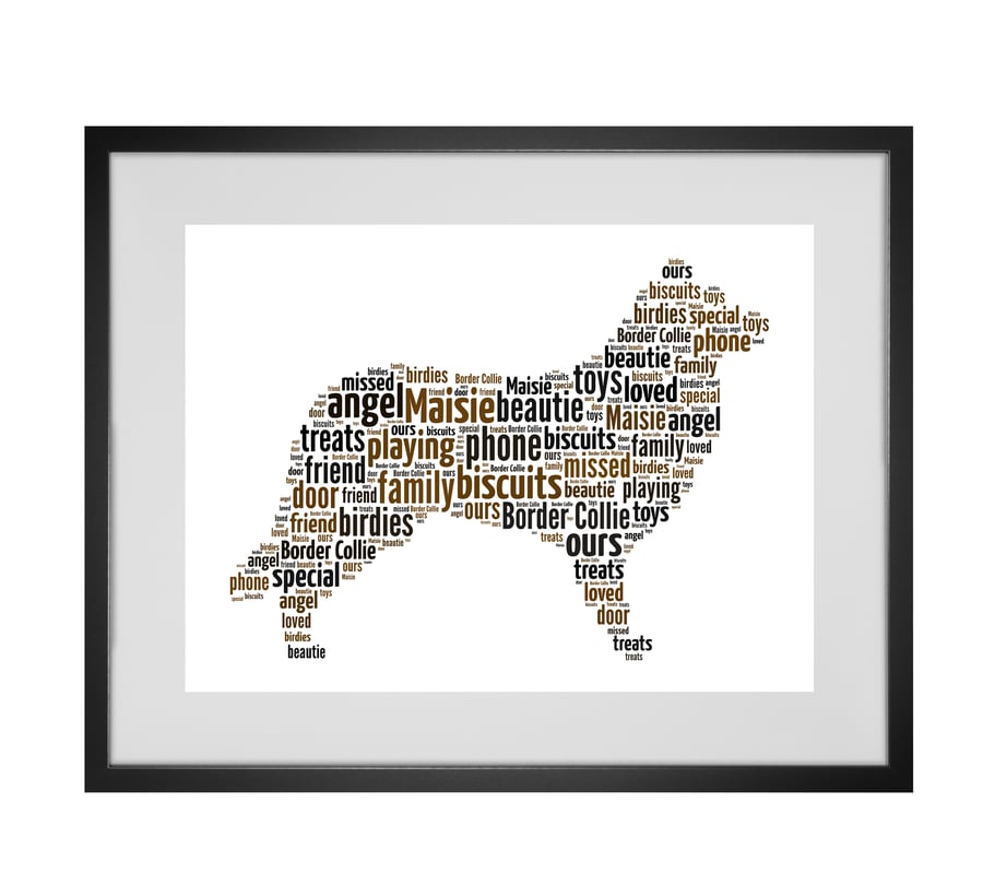 Personalised Border Collie Dog Design Word Art Gifts 