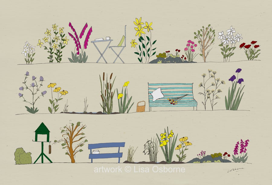 Country garden - garden art print