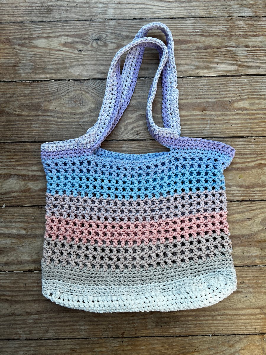 Handmade Crochet Beach Shoulder Bag - Ice cream