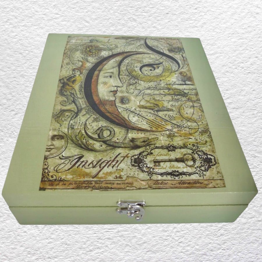 Moon: Decorated Wooden Trinket Keepsake Box 26cm