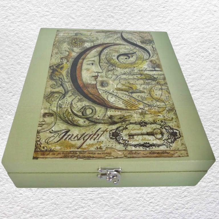 Moon: Decorated Wooden Trinket Keepsake Box 26cm