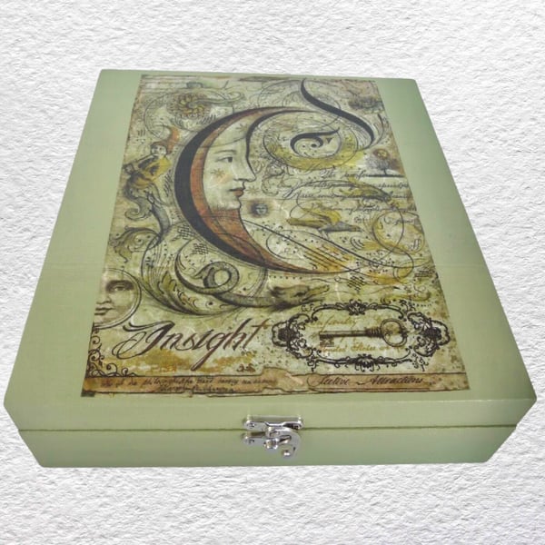 Moon: Decorated Wooden Trinket Keepsake Box 26cm