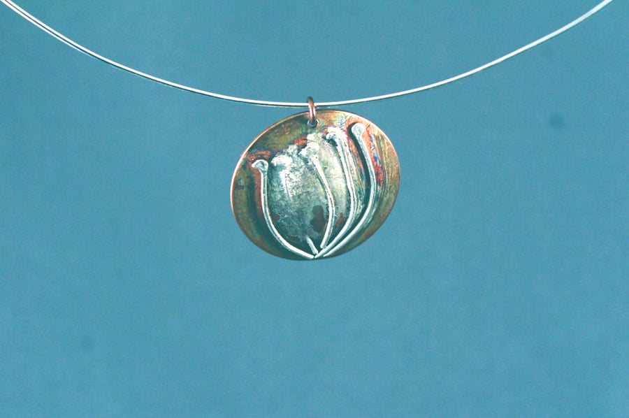 Seed Head Silver and Copper Pendant
