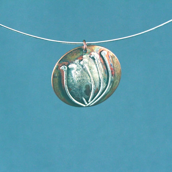 Seed Head Silver and Copper Pendant