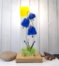 Bluebell, Harebell  fused glass panel on ash base stand - Image 4