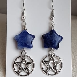 Gorgeous Sodalite Stars and Pentacle Earrings.