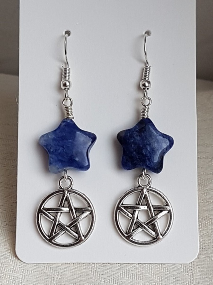 Gorgeous Sodalite Stars and Pentacle Earrings.