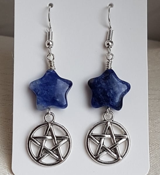 Gorgeous Sodalite Stars and Pentacle Earrings.