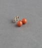 Orange Coral Stud Earrings - 6mm Salmon Peach Pearl Studs - Women's Jewellery - Image 3