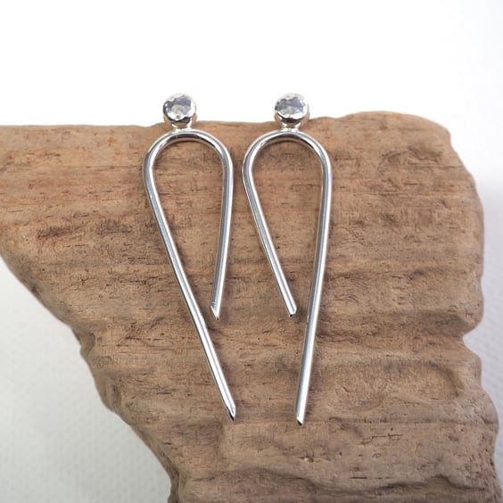 Arc stud earrings, silver arc studs, arc jewellery recycled silver stud earrings