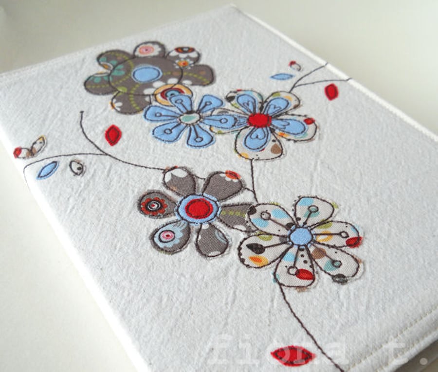 A5 embroidered floral notebook cover 