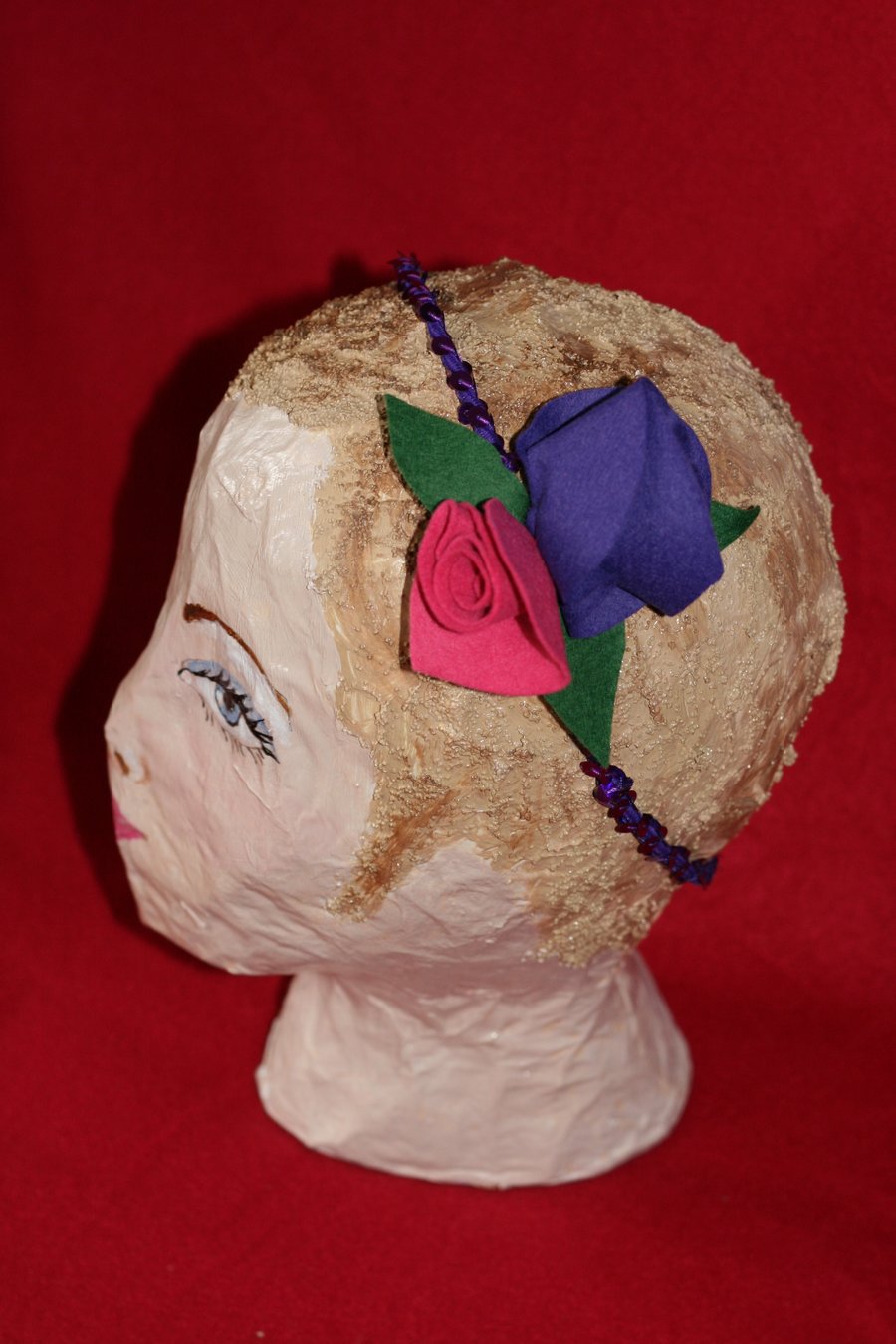 Purple and hot pink rose headband