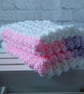 Baby blanket, pink lilac white, 32" x 24" approx, - Image 6