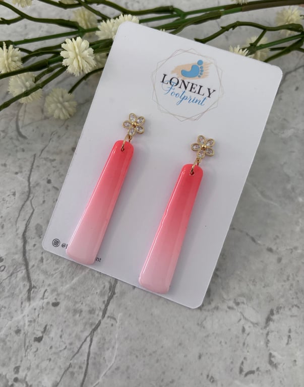 Orange Ombré Polymer Clay Earrings - Lightweight Handmade Earrings 