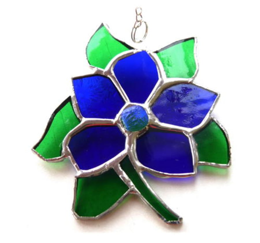 Clematis Suncatcher Stained Glass Flower Blue