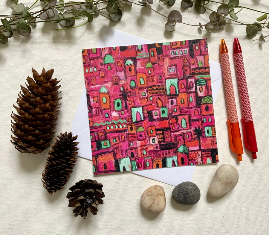 Abstract City, Blank greetings card